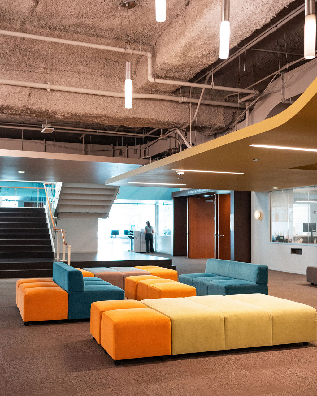A student lounge area at the Chicago campus of Adler University.